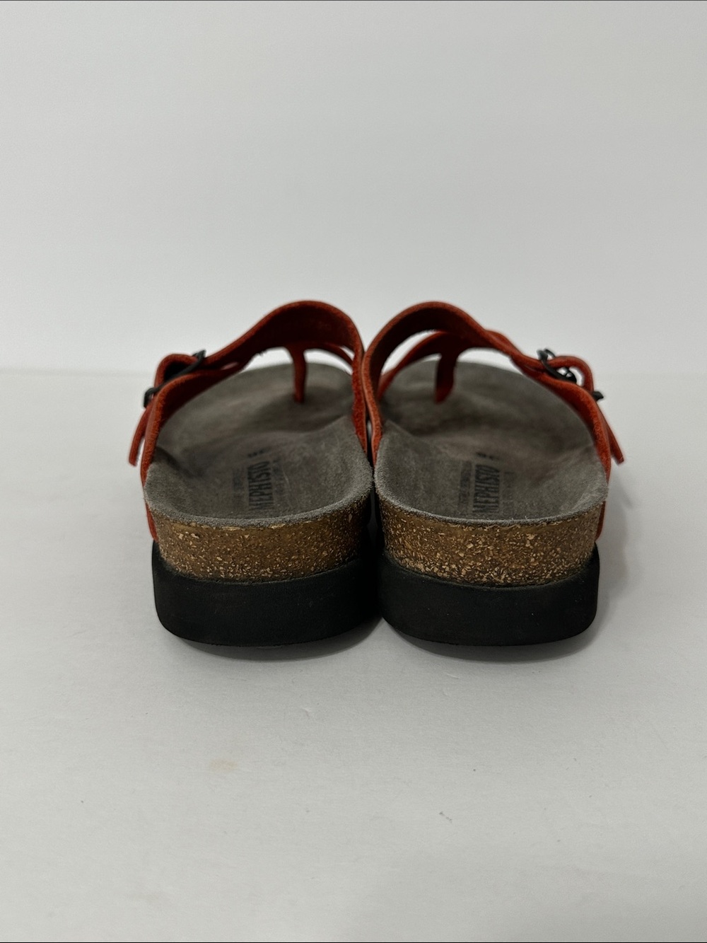 Mephisto Sandals Size 7/38 Helen Orange Nubuck Toe Loop Thong Comfort Air Relax - Picture 4 of 12